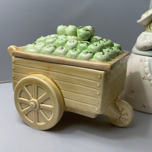 2 Vintage Fitz‎ & Floyd Candy Boxes, Village Green Apple Annie, Apple Cart - Picture 9 of 13